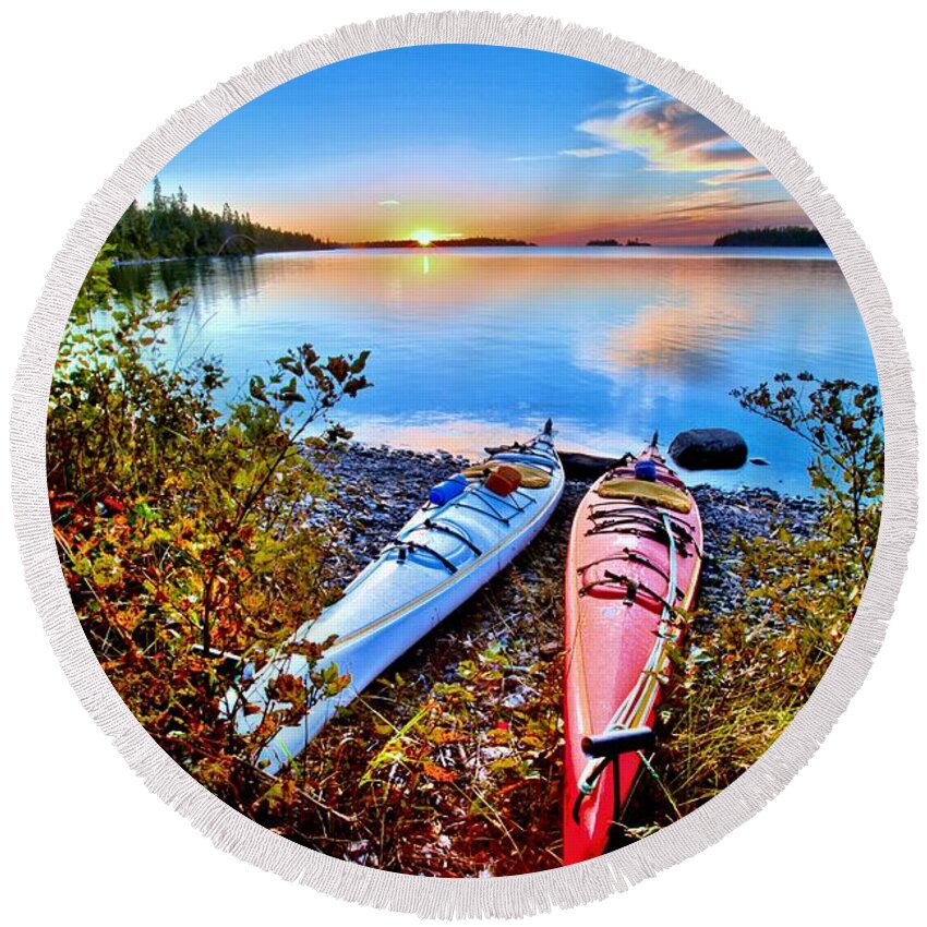 Isle Royale National Park Round Beach Towel featuring the photograph Perfectly Calm by Adam Jewell