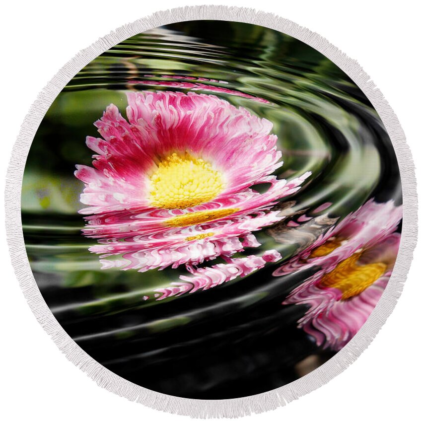Petal Round Beach Towel featuring the photograph Petal Ripple by Zinvolle Art