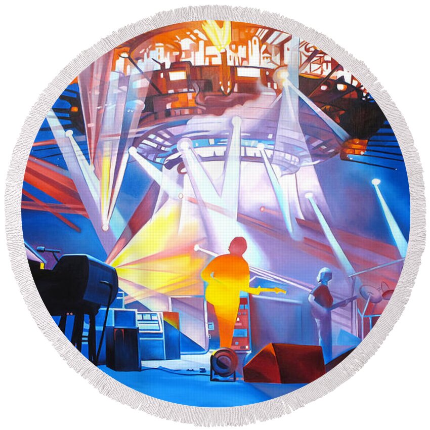 Phish Round Beach Towel featuring the painting Phish-In Deep Space by Joshua Morton
