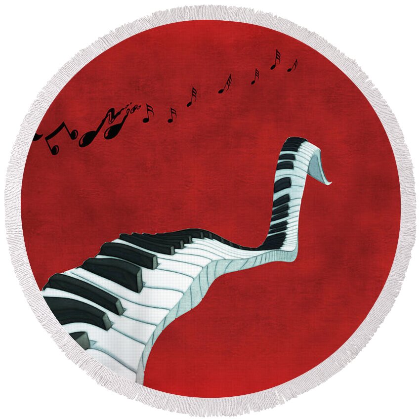 Piano Round Beach Towel featuring the digital art Piano Fun - s01at01 by Variance Collections