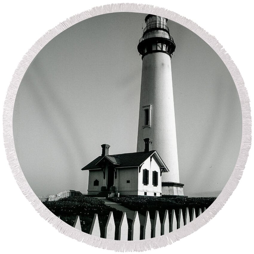 Pigeon Point Lighthouse Round Beach Towel featuring the photograph Pigeon Point Lighthouse by Matthew Pace