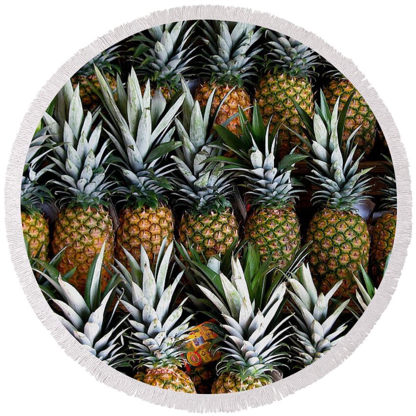 Pineapples Round Beach Towel featuring the photograph Pineapples by Gia Marie Houck