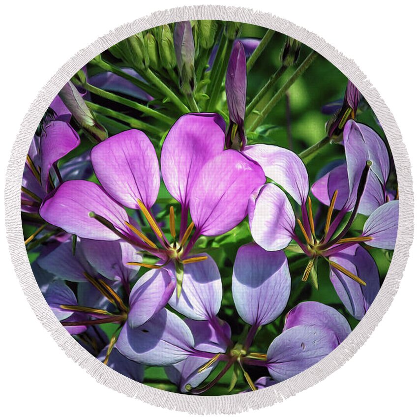Pink Round Beach Towel featuring the photograph Pink and Purple Floral Pallete by Bill and Linda Tiepelman