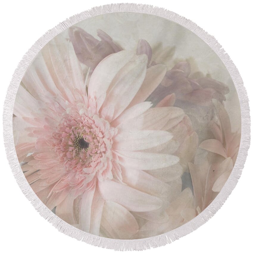 Pink Round Beach Towel featuring the photograph Pink gerberas by Cindy Garber Iverson