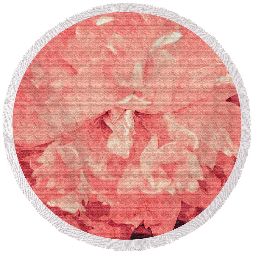 Pink Round Beach Towel featuring the photograph Pink Macro Flower by Grace Grogan