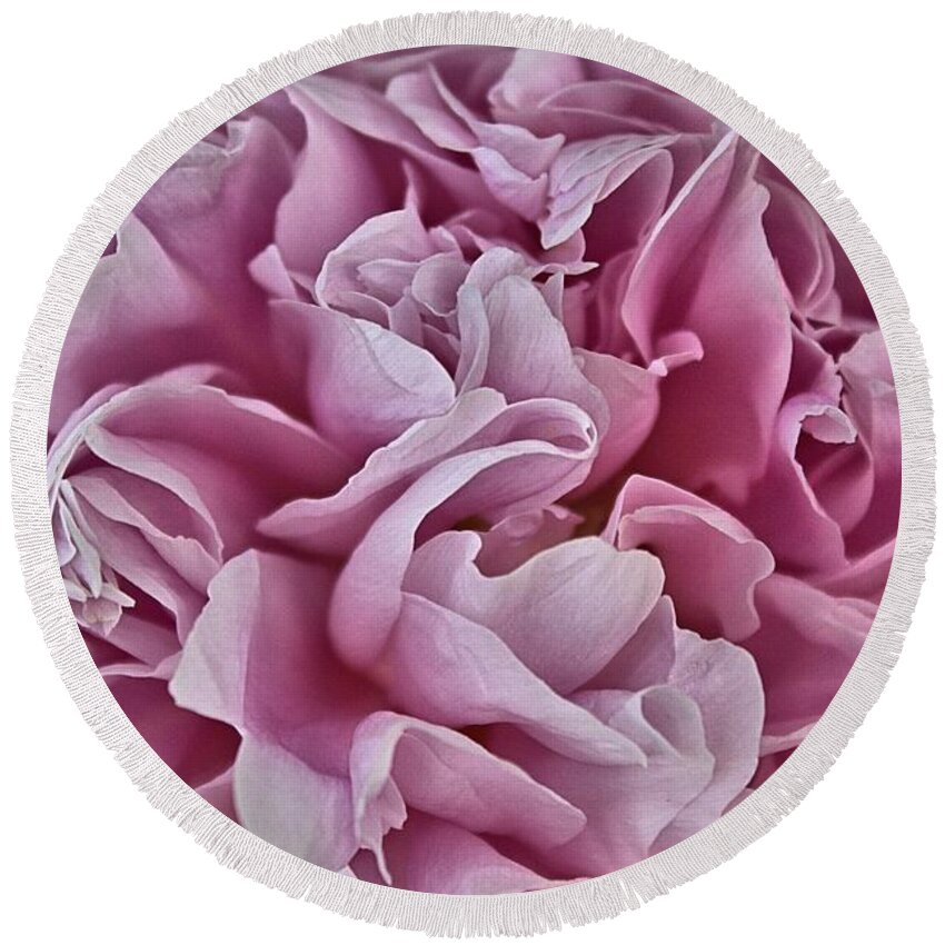 Peony Round Beach Towel featuring the photograph Pink Peony by Mel Hensley