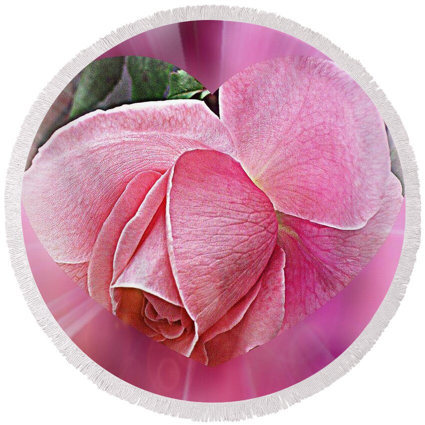 Rose Rose Round Beach Towel featuring the photograph Pink Ribbons Of Light by Judy Palkimas