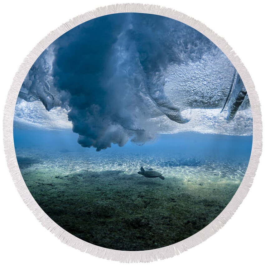 Sea Round Beach Towel featuring the photograph Turtle Turbulence by Sean Davey