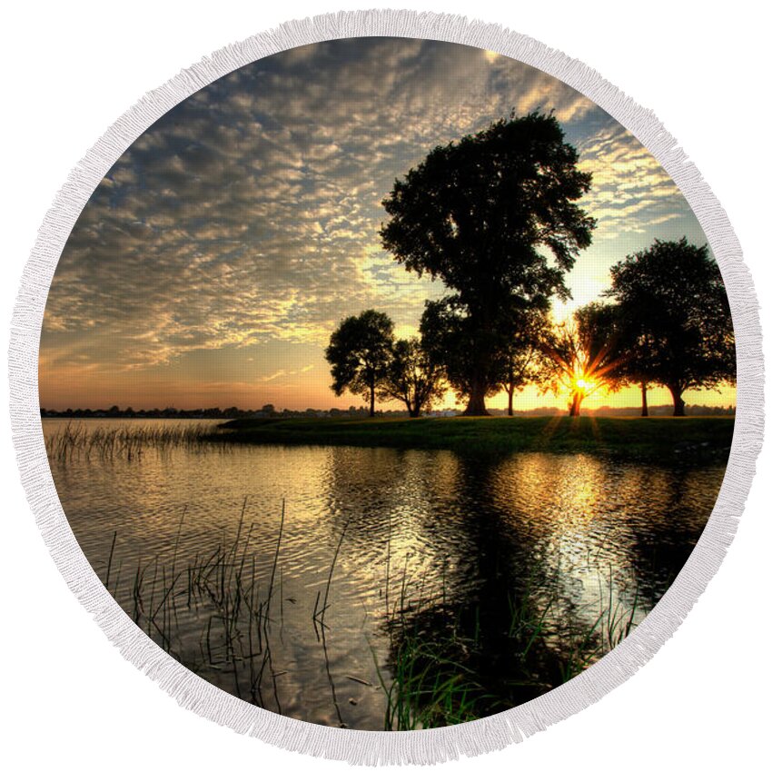 Blue Hour Round Beach Towel featuring the photograph Pithers Oaks by Jakub Sisak