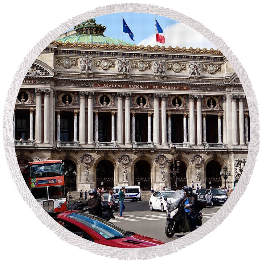 Place De L' Opera Round Beach Towel featuring the photograph Opera Place by Ira Shander