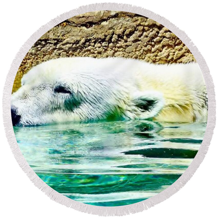 Bright Round Beach Towel featuring the photograph Plunge by Art Dingo