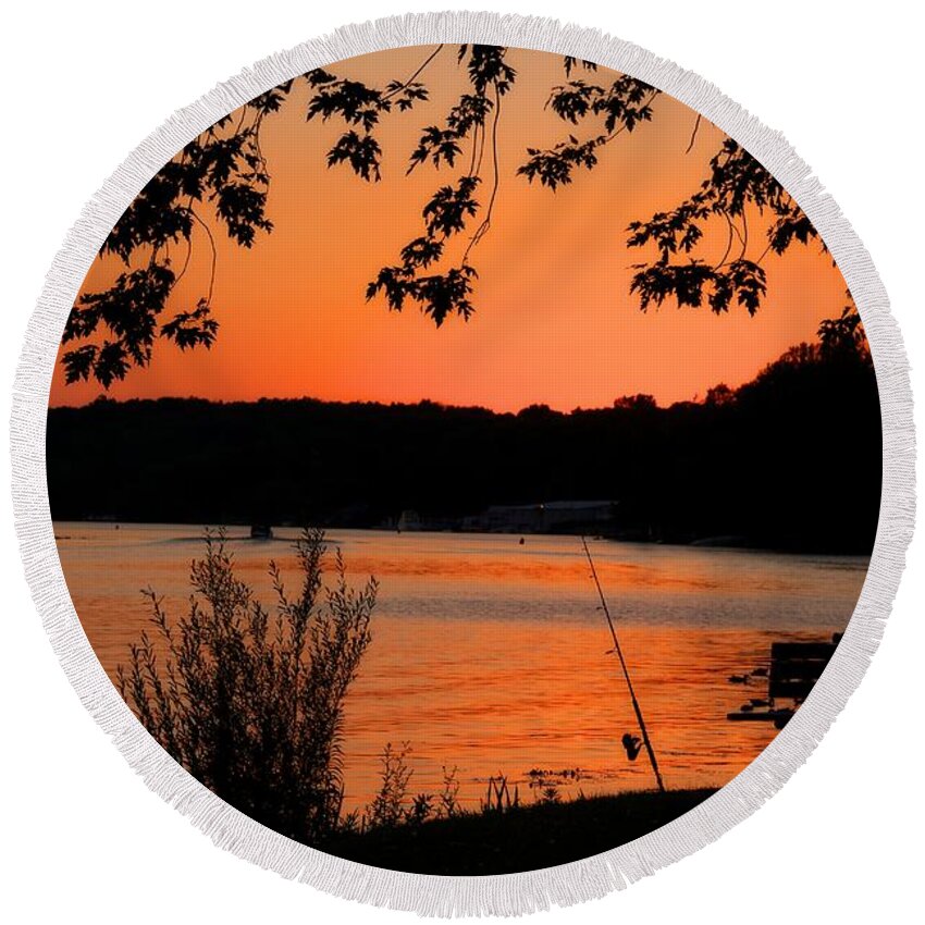 Baldwinsville Round Beach Towel featuring the photograph Pole Ready by Dave Files