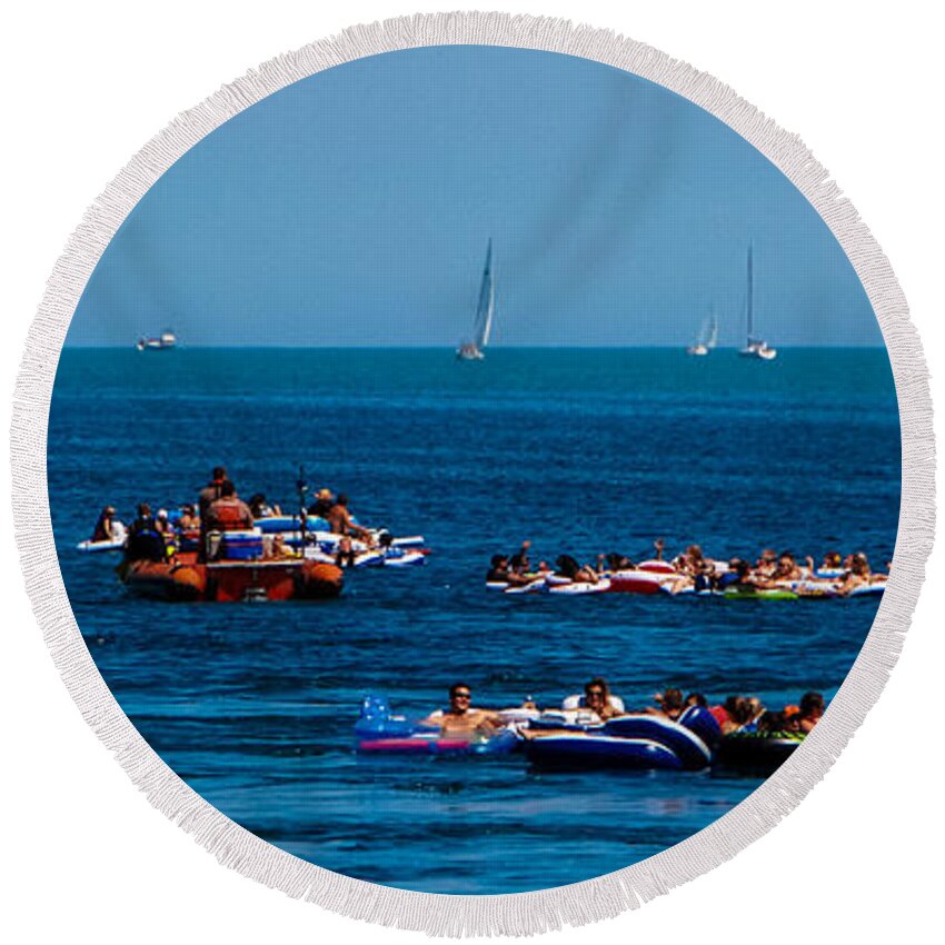 Port Huron Float Down Round Beach Towel featuring the photograph Port Huron Float Down by Grace Grogan