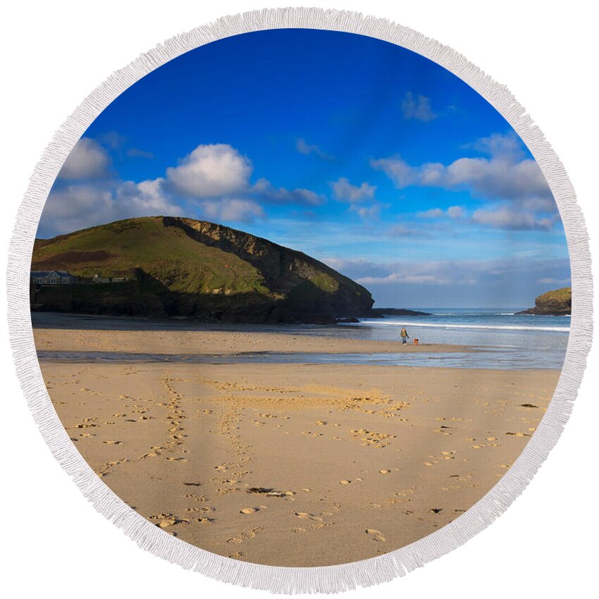 Man Round Beach Towel featuring the photograph Portreath Cornwall by Louise Heusinkveld