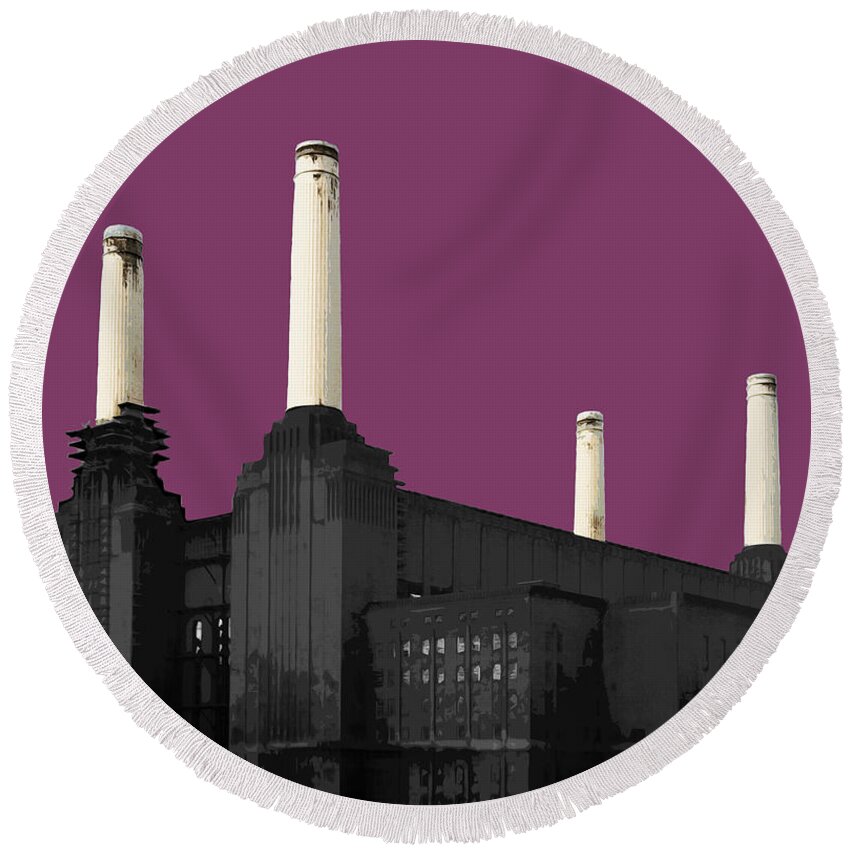 Battersea Round Beach Towel featuring the mixed media Power - PURPLE Reign #2 by BFA Prints