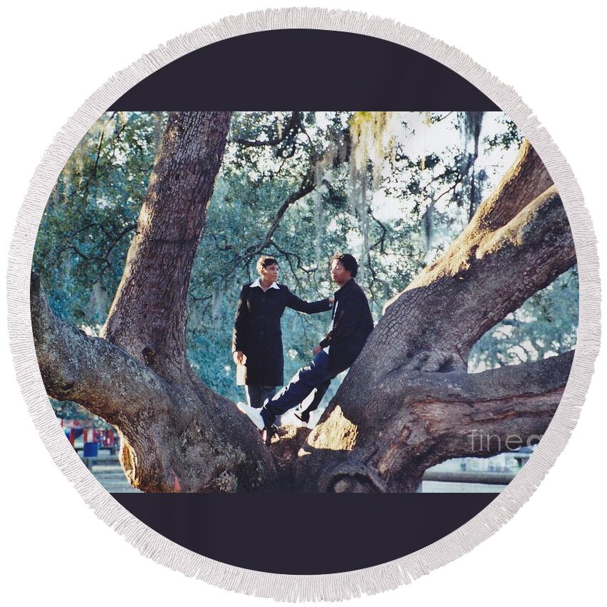 Church Round Beach Towel featuring the photograph Proposing in a tree by Michelle Powell