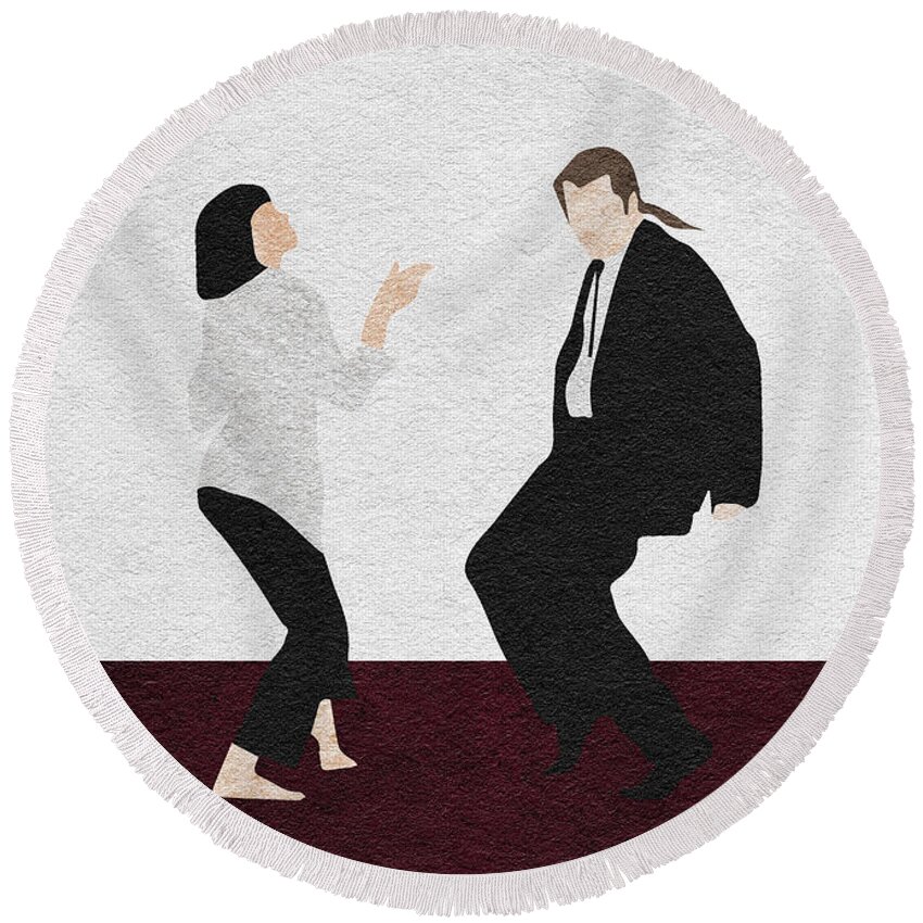 Pulp Fiction Round Beach Towel featuring the digital art Pulp Fiction 2 by Inspirowl Design