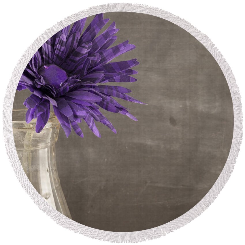 Be Still Round Beach Towel featuring the photograph Purple Flower by Juli Scalzi