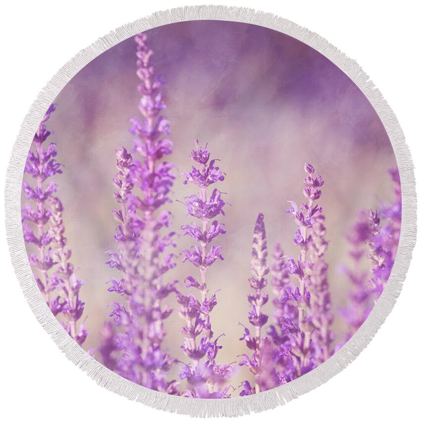 Purple Round Beach Towel featuring the photograph Purple Haze by Pam Holdsworth