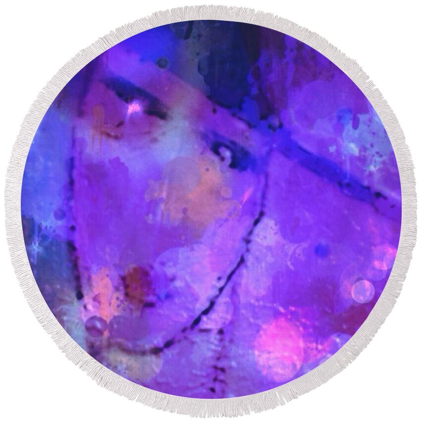 Purple Light Round Beach Towel featuring the digital art Purple Light by Pikotine Art