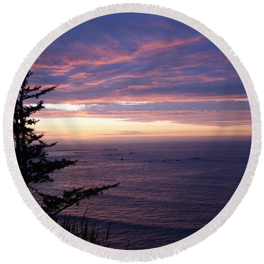 Sunset Round Beach Towel featuring the photograph Purple Majesty by Beth Collins