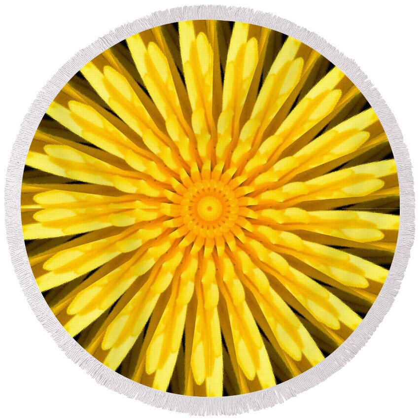 Yellow Round Beach Towel featuring the digital art Radial Love by Bobbie Barth