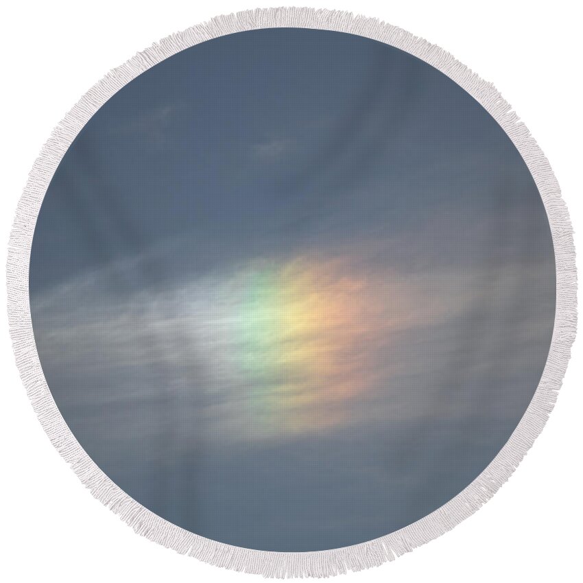 Circumhorizontal Round Beach Towel featuring the photograph Rainbow in the clouds by Eti Reid