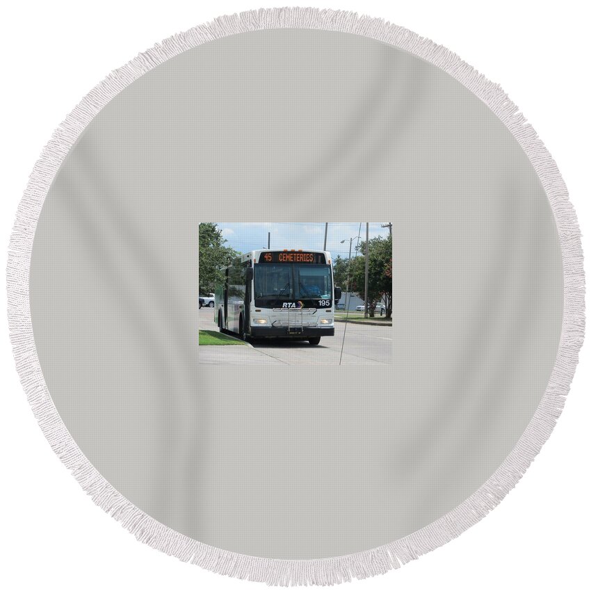 New Orleans Round Beach Towel featuring the photograph Cemeteries - Rapid Transit Authority - New Orleans LA by Deborah Lacoste