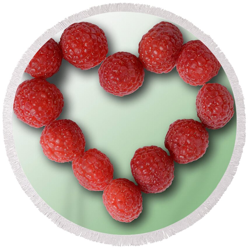 Fresh Round Beach Towel featuring the photograph Raspberries, Heart-healthy Fruit by Gwen Shockey