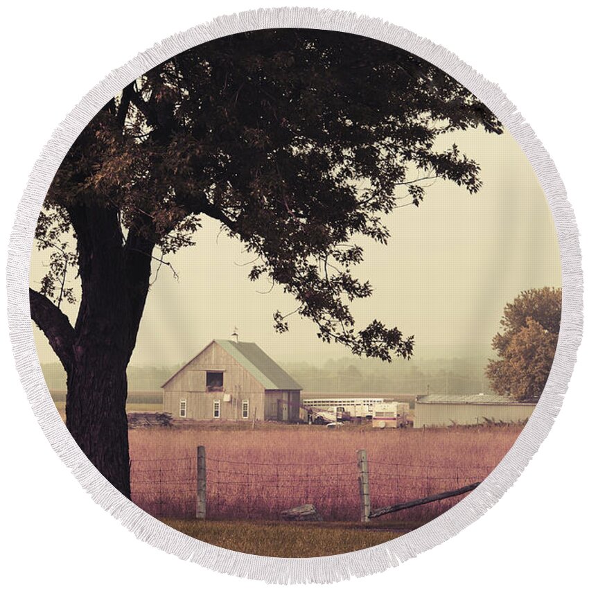 Autumn Round Beach Towel featuring the photograph Rawdon's Countrylife by Aimelle Ml