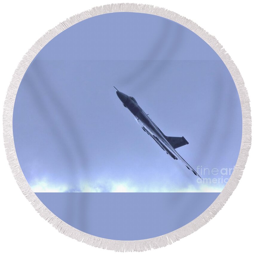 Vulcan Bomber Round Beach Towel featuring the photograph Reach for the Skys by John Williams