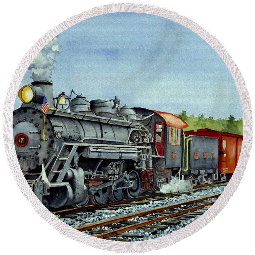 Locomotive Round Beach Towel featuring the painting Ready to Roll 17 by John W Walker