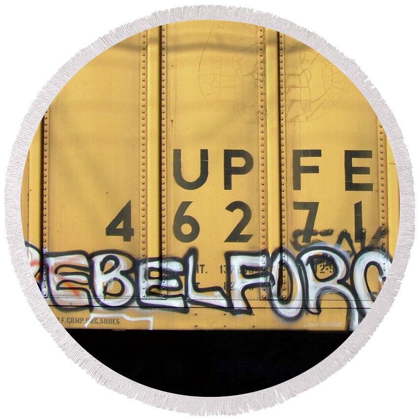 Graffiti Round Beach Towel featuring the photograph Rebel Force by Donna Blackhall