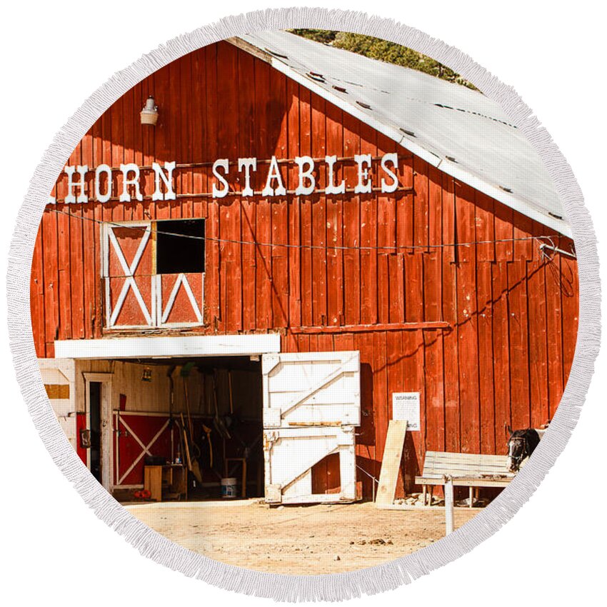 Barn Round Beach Towel featuring the photograph Red Barn by Ben Graham