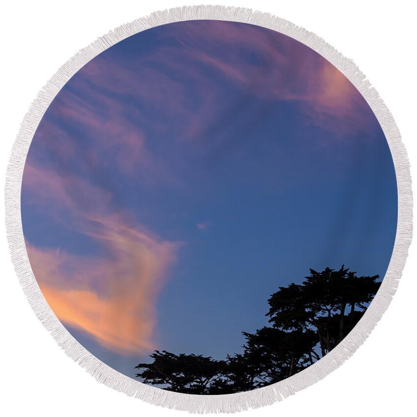 Landscape Round Beach Towel featuring the photograph Red Clouds by Jonathan Nguyen