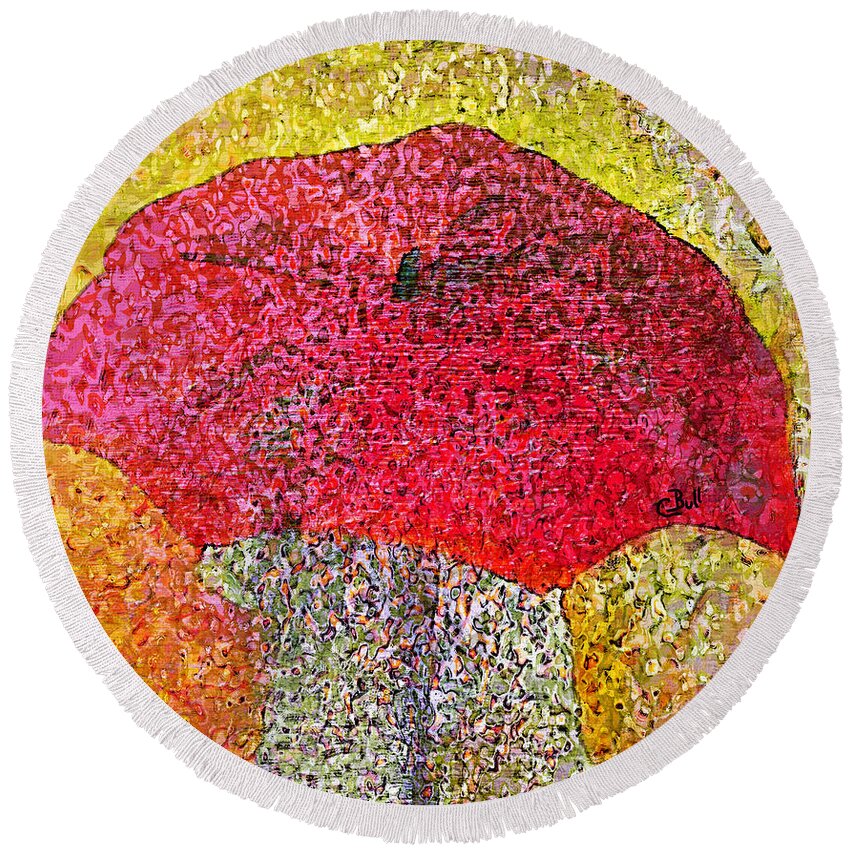 Umbrella Round Beach Towel featuring the photograph Red Umbrella by Claire Bull