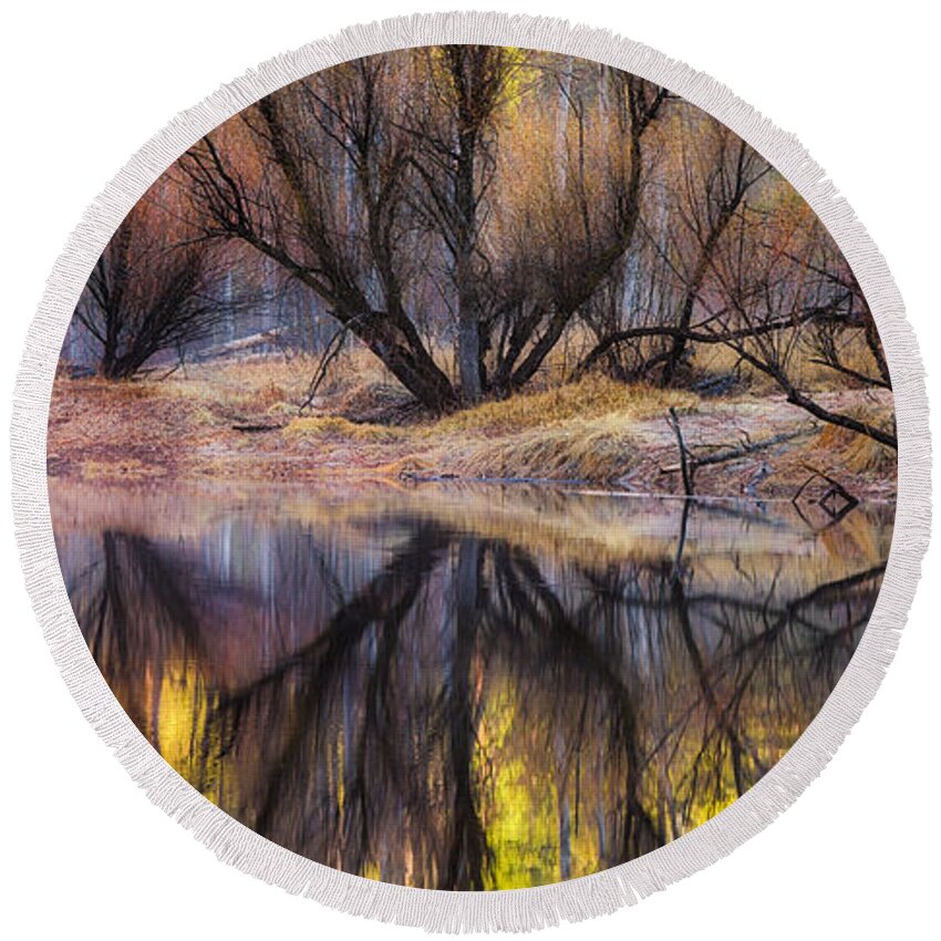 Yosemite Round Beach Towel featuring the photograph Reflections by Anthony Michael Bonafede