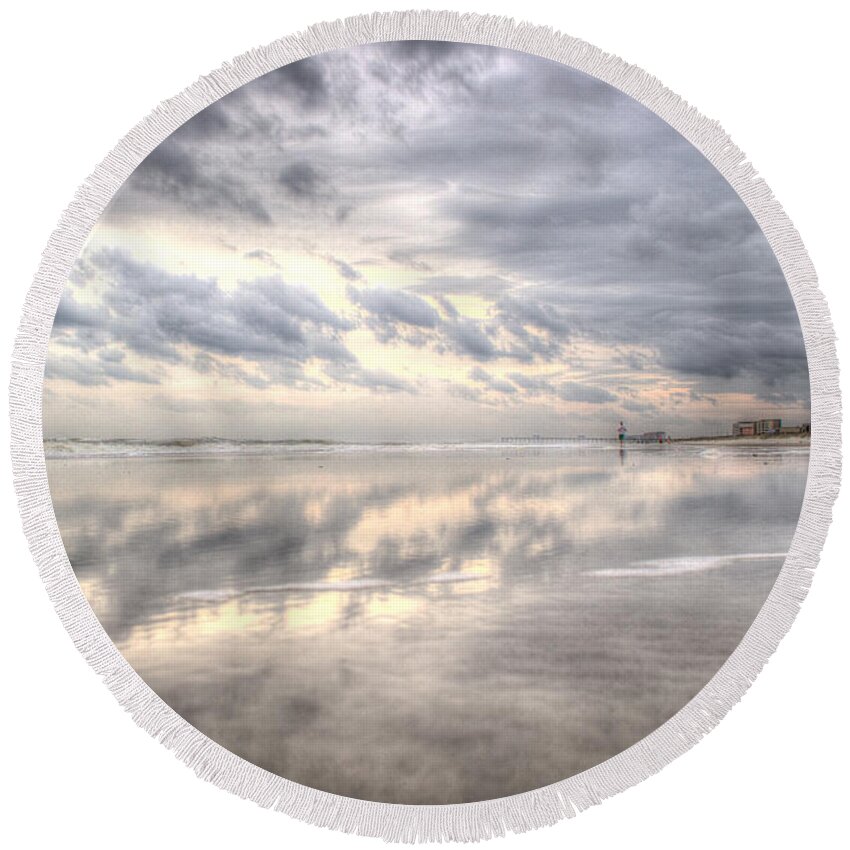 2015 Round Beach Towel featuring the photograph Reflections of Amelia Island by Wade Brooks