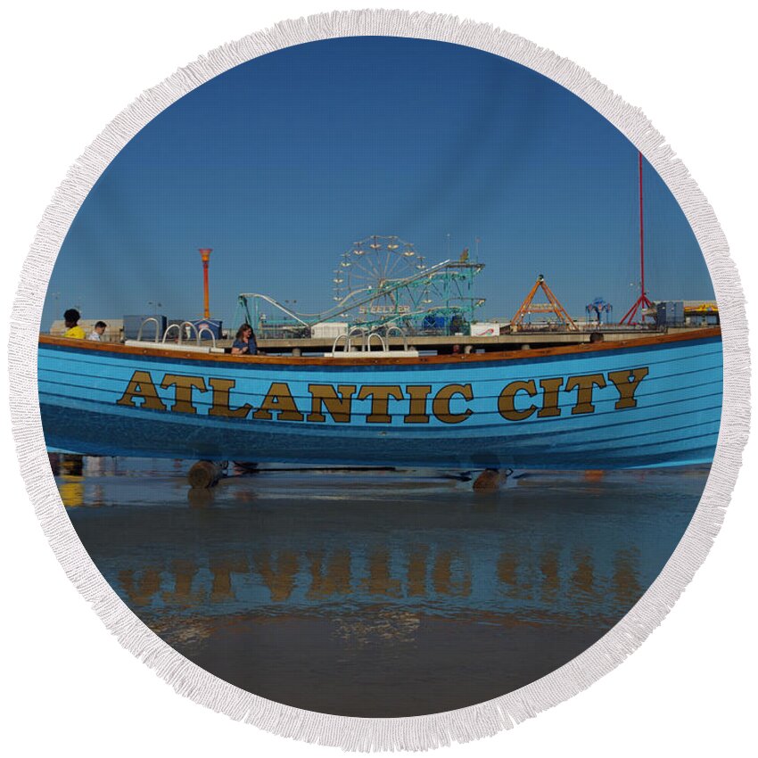Atlantic City Round Beach Towel featuring the photograph Reflections of Atlantic City by Joshua House