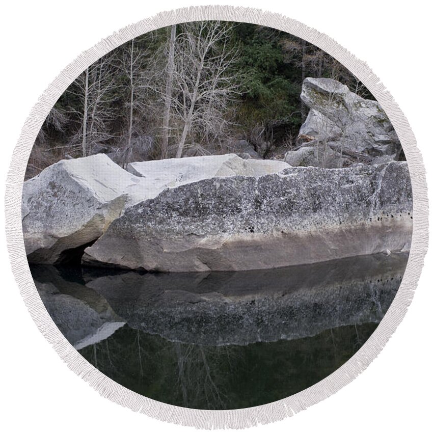 Yosemite Round Beach Towel featuring the photograph Reflections by Priya Ghose