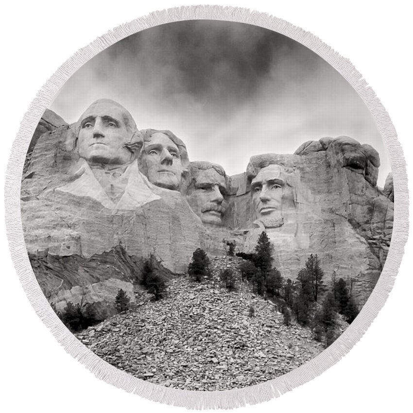 Mt Rushmore Round Beach Towel featuring the photograph Remarkable Rushmore by Erika Weber