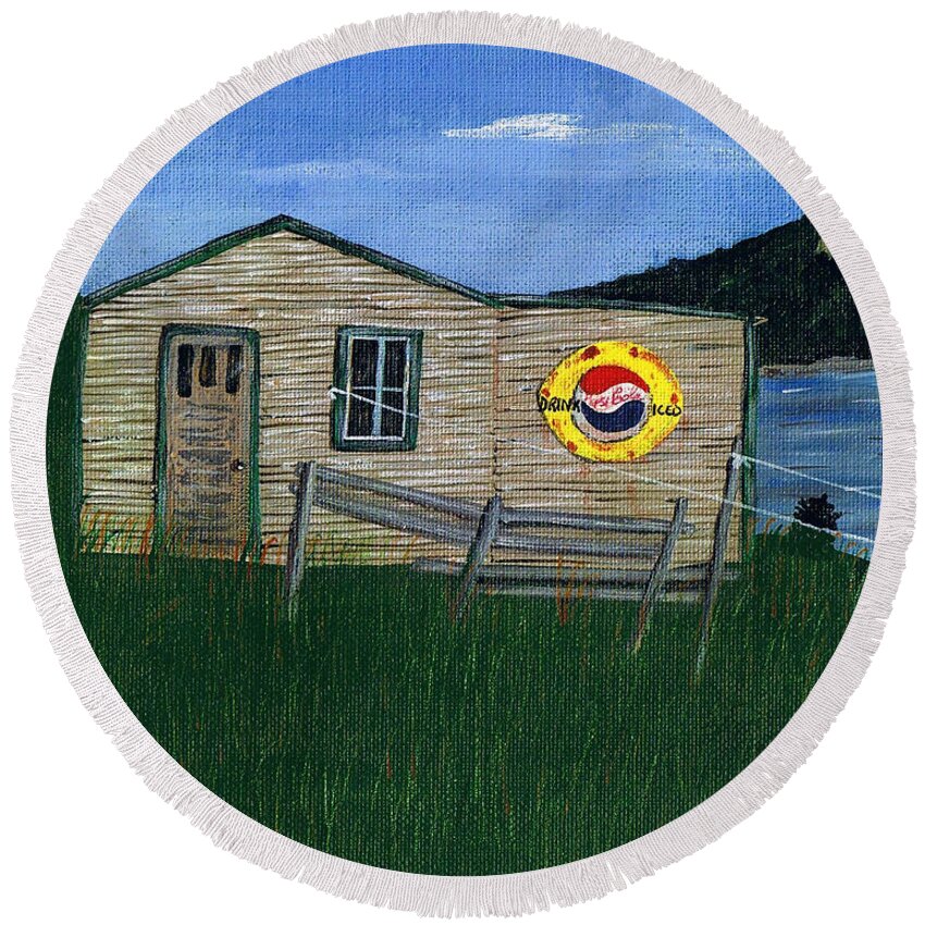 Remember When Round Beach Towel featuring the painting Remember When - Pepsi by Barbara A Griffin
