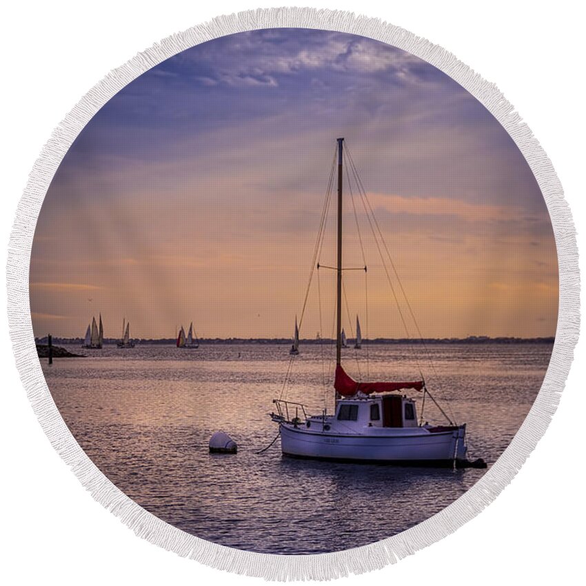 Nautical Round Beach Towel featuring the photograph Rest Day by Marvin Spates