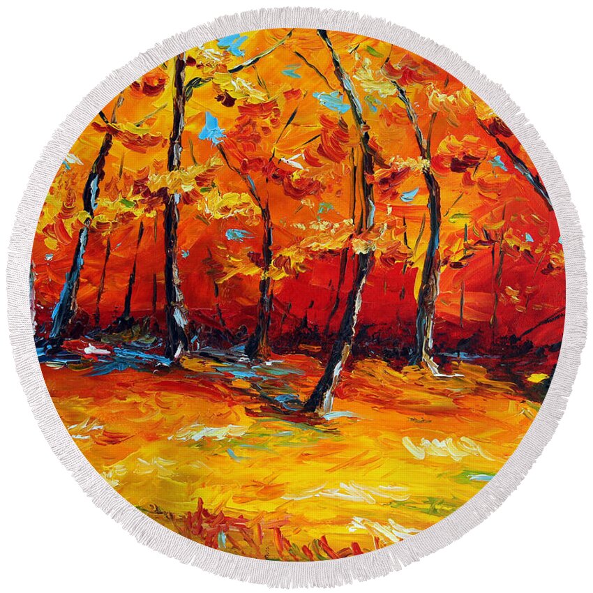 Tree Round Beach Towel featuring the painting Resting In Your Shadow by Meaghan Troup