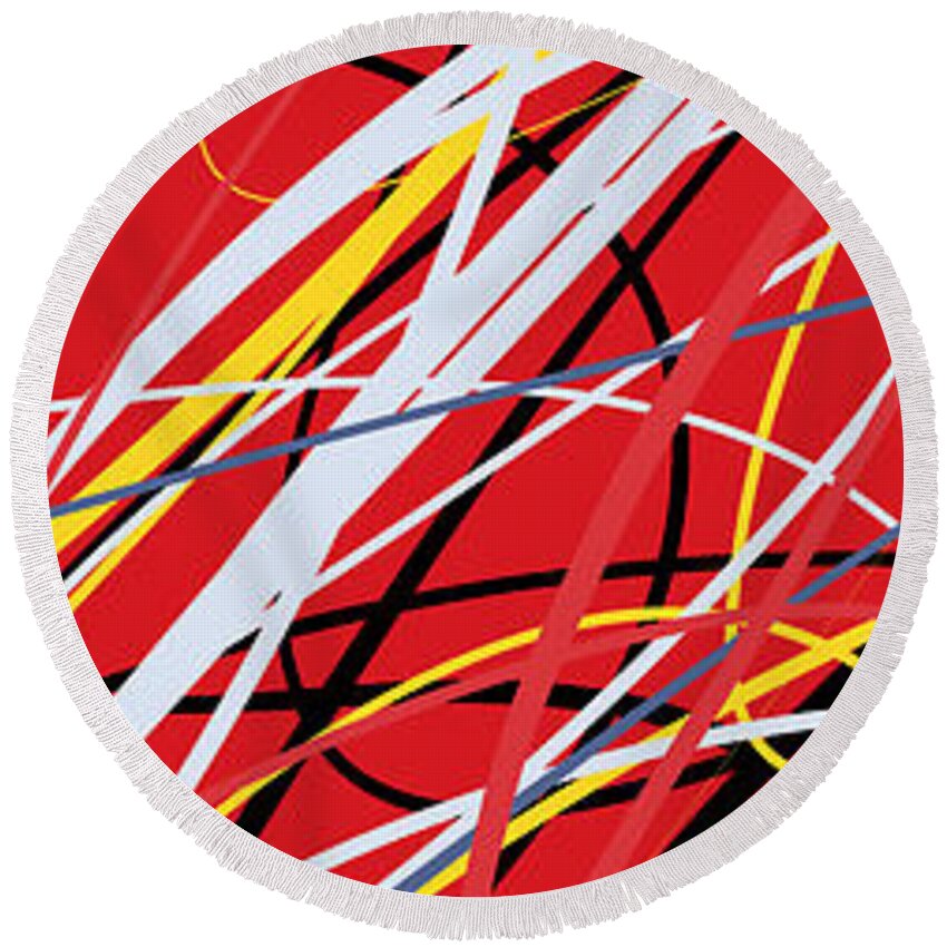 Abstract Round Beach Towel featuring the digital art Retro Pop Art 09182010 Middle Panel by Matthew Lindley