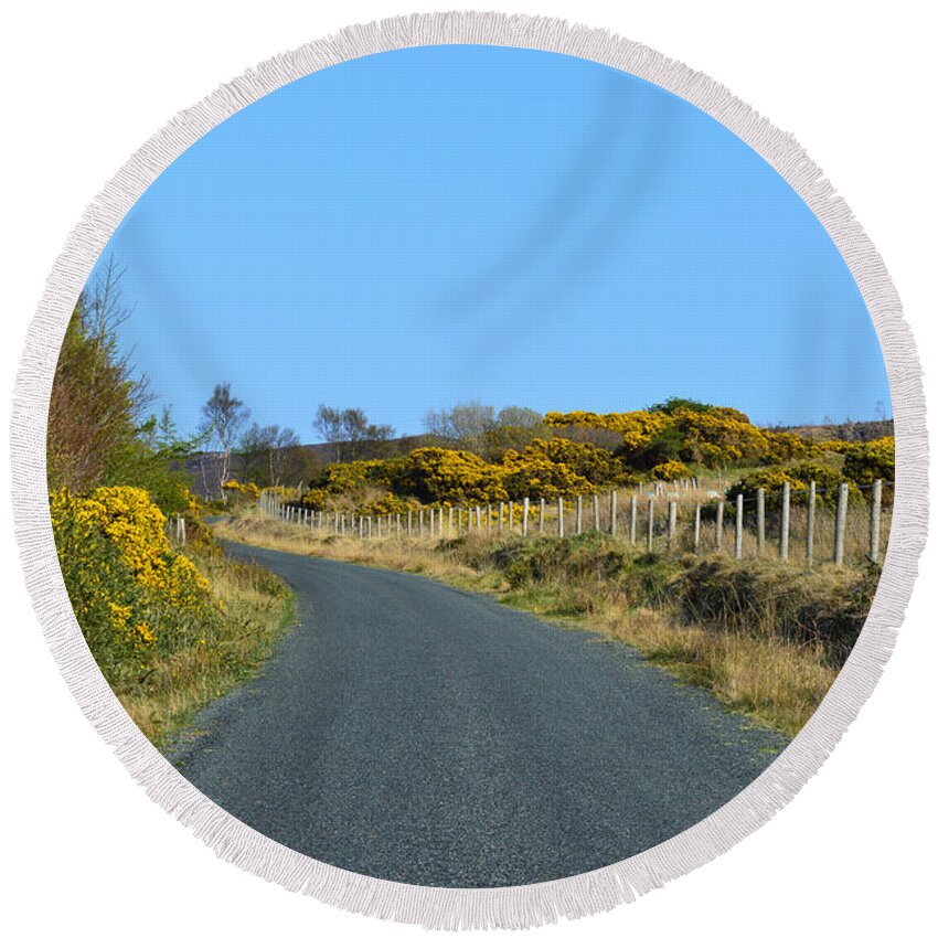 Ireland Round Beach Towel featuring the photograph Road to Ladies Brae by Lisa Blake