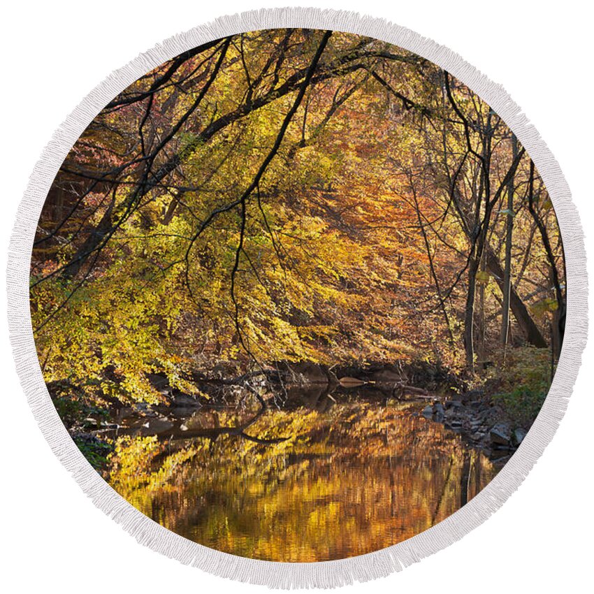 Rock Creek Park Round Beach Towel featuring the photograph Rock Creek by Valerie Brown