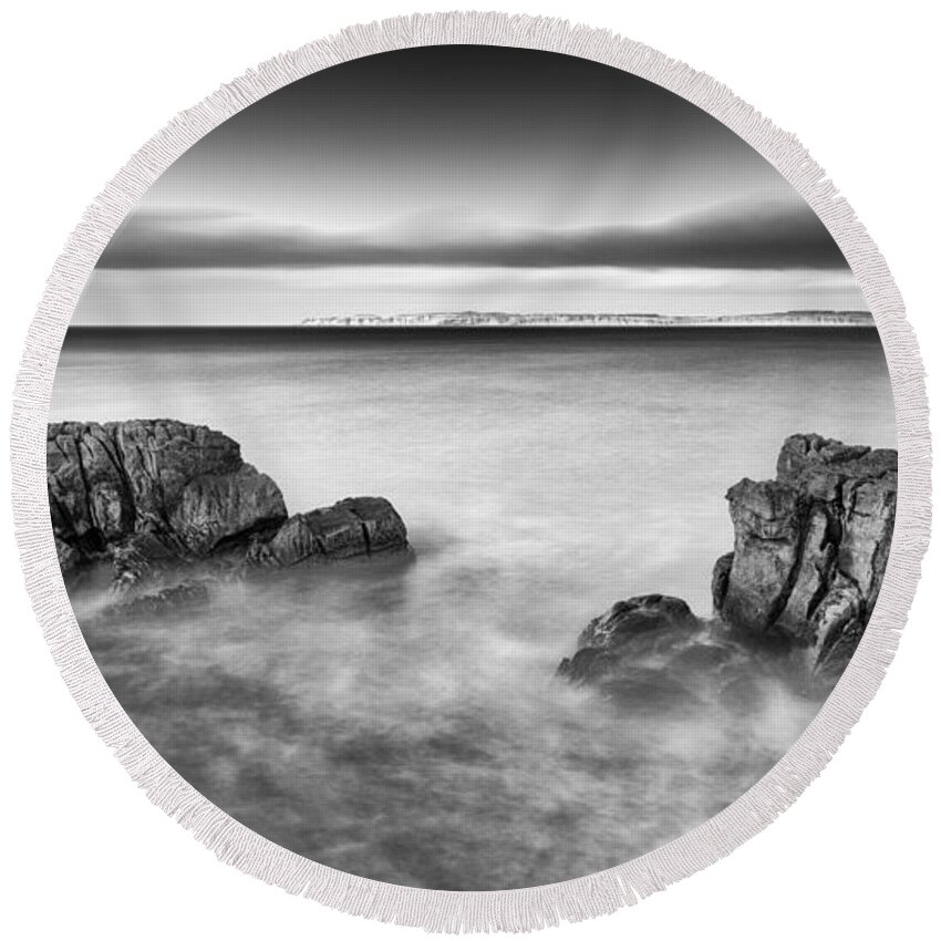 Pans Rock Round Beach Towel featuring the photograph Ballycastle - Rock Face by Nigel R Bell