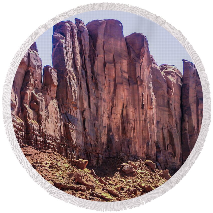 Indian Round Beach Towel featuring the photograph Rock in Monument Valley by Dany Lison