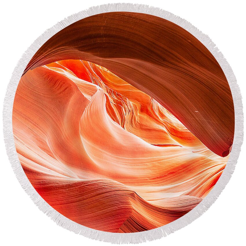 Antelope Canyon Round Beach Towel featuring the photograph Rock Waves 2 by Jason Chu